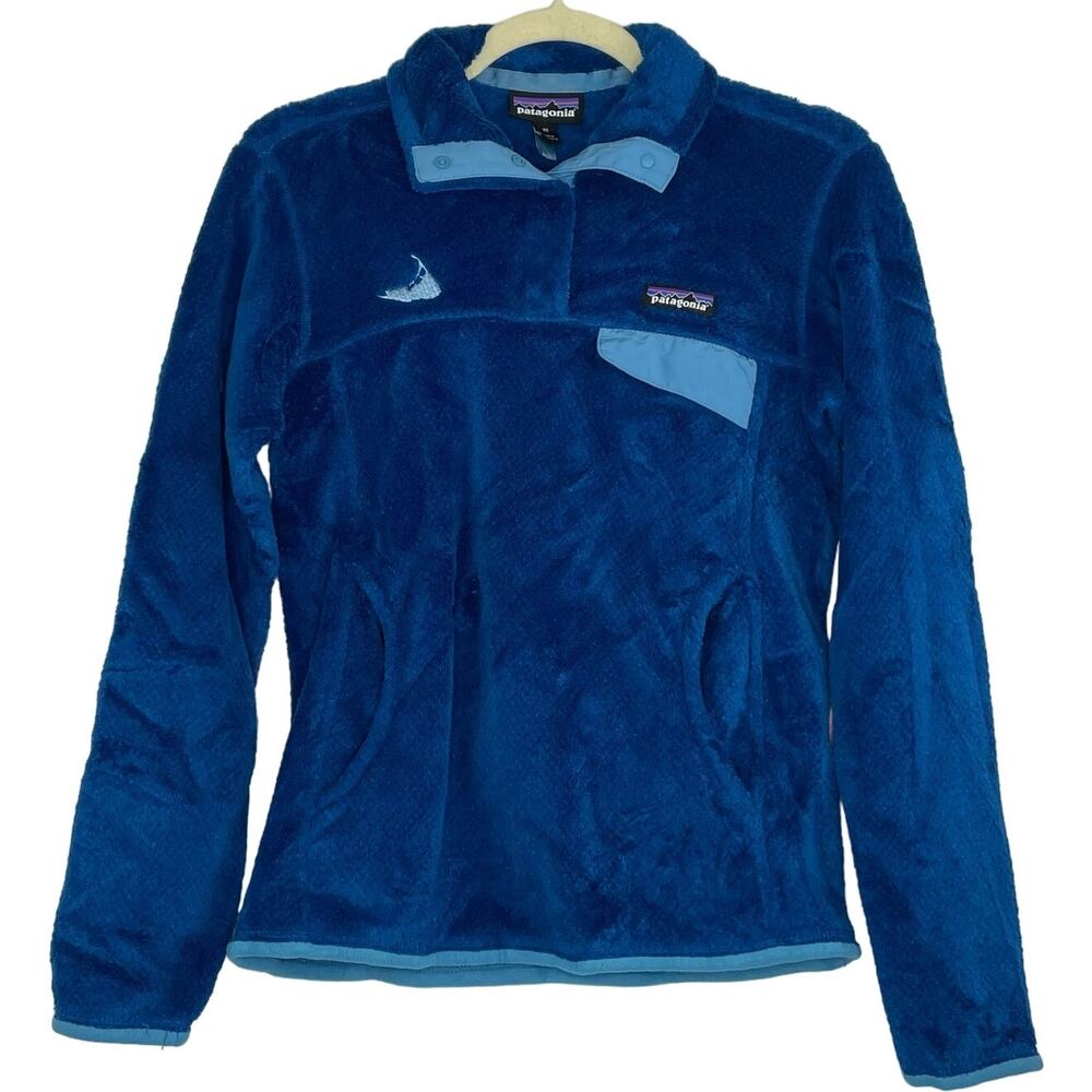 Patagonia Polartec 1/4 snap-T blue outdoor pullover sweater women's size XS